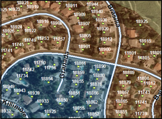 Parcel information overlaid on an image base